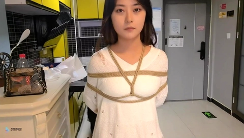 Chinese Girl In Long Dress In Bondage