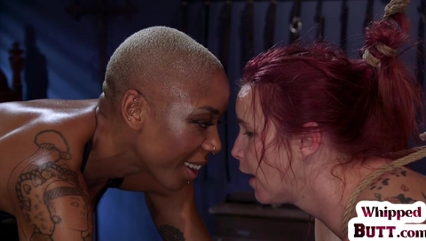 Ebony latex BDSM nun strapon fucks butthole of busty MILF