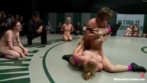 Brutal 4 Girl Tag Team Match Up Non-Scripted, Sexual Submission Wrestling Crushing Scissor Holds - Kink