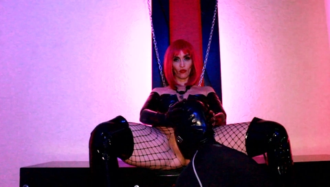 Femdom Bdsm Pussylingus Face Fuck Gonzo Slave Milf Eva Fetish Latex Pink Hair Heels Boots Pvc Vinyl