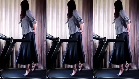 Asian Chained Treadmill Walking in Heels