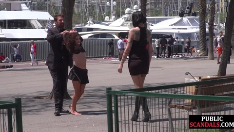 Humiliated european public nudity and kinky spanking