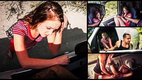 Lizzie Bell is Lost & Must Endure Outdoor Rough Sex, Rope Bondage & Deepthroat BJ for a Ride - HelplessTeens