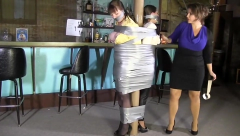 TWO GIRLS ARE DUCT TAPED AND GAGGED BY ONE LADY WOMAN