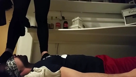 Homemade femdom trampling and facesitting.