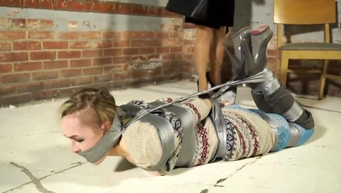 Duct Tape Gag And Hogtie For Amanda