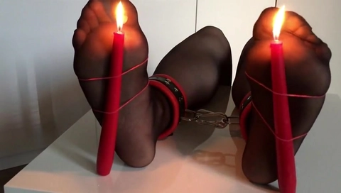 Candle nylon foot torture