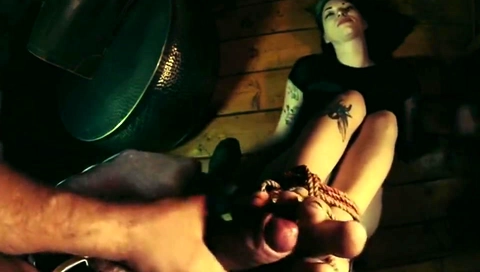 Bondage Dirty Soles Footjob from Goth Girl