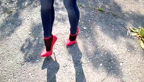Walk On Asphalt On Extreme Heels and Boots, Change on Asphal