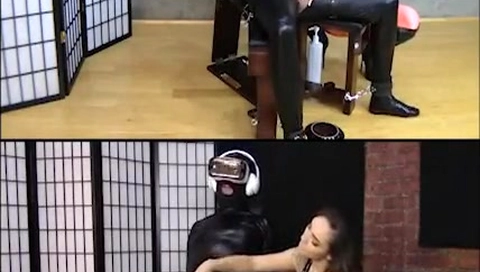 Handjob and sensory deprivation for slave