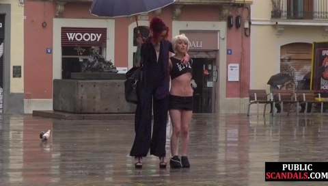 Sub Latina outdoor whipped in public by her kinky domina