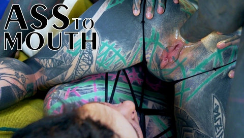 Tattoo Threesome Girls Gape Asses For Tattooed Dick