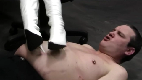Nice girl white boots trampling 3