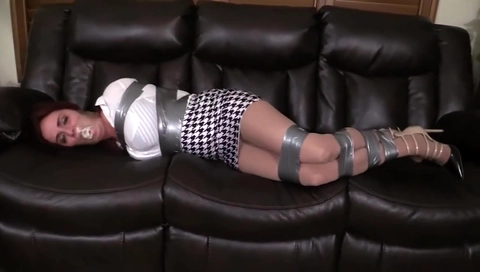 gagged with clear tape