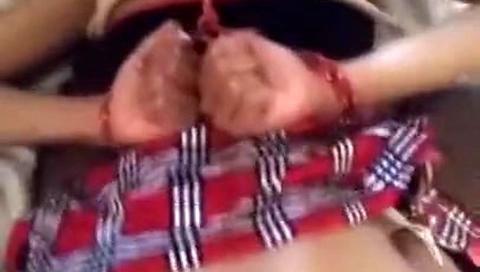Restrained ebony babe being fucked