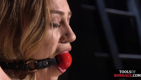 BDSM babe enjoys coerced orgasms with Hitachi by her master