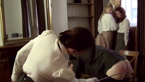 two girls and a guy caned